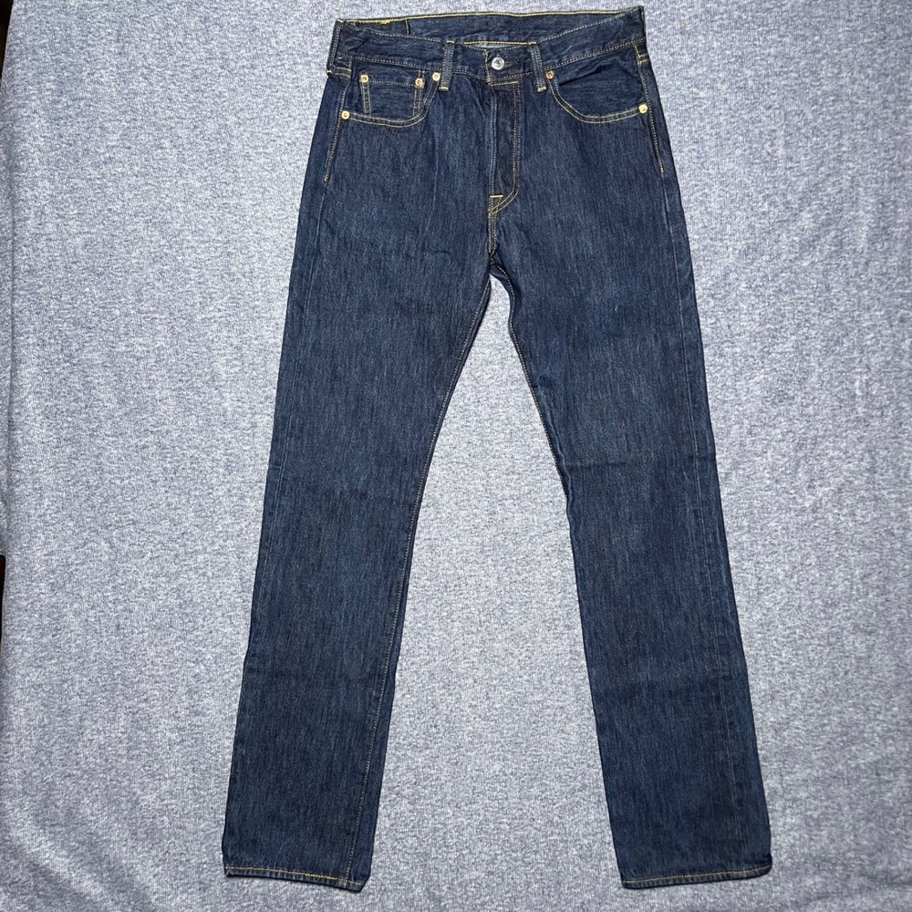 Levis 501 Original Fit Jeans Mens 30x34 Dark Wash Indigo Button Fly Denim